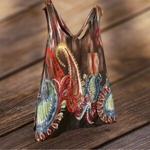Moon Collection Women’s‎ bohemian western Paisley Tank Top S Multicolor